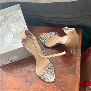 Jessica Simpson Beige and Snake Print Heels